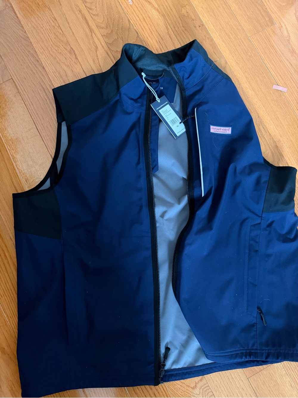 Vineyard Vines Navy Softshell Vest with Black Panels